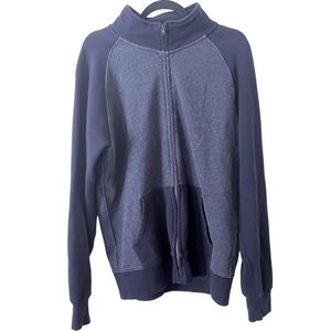J. Crew Vintage‎ Fleece Full Zip Sweatshirt Navy Blue L